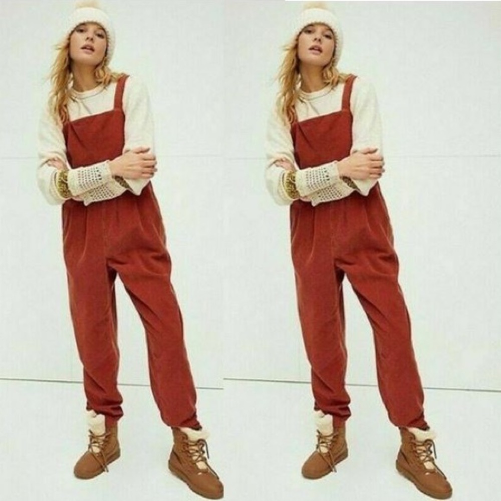 Free People Corduroy Overall Dungaree Terra Cotta